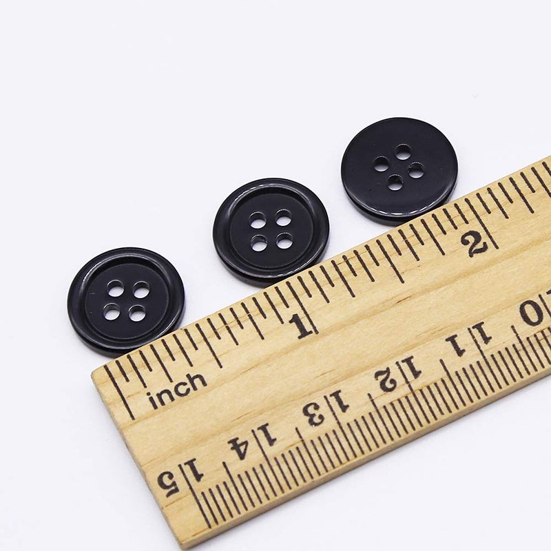 GANSSIA 5/8 Inch 4 Holes Black Buttons 15mm Sewing Round Button for Craft Pack of 160 Pcs - Image 4